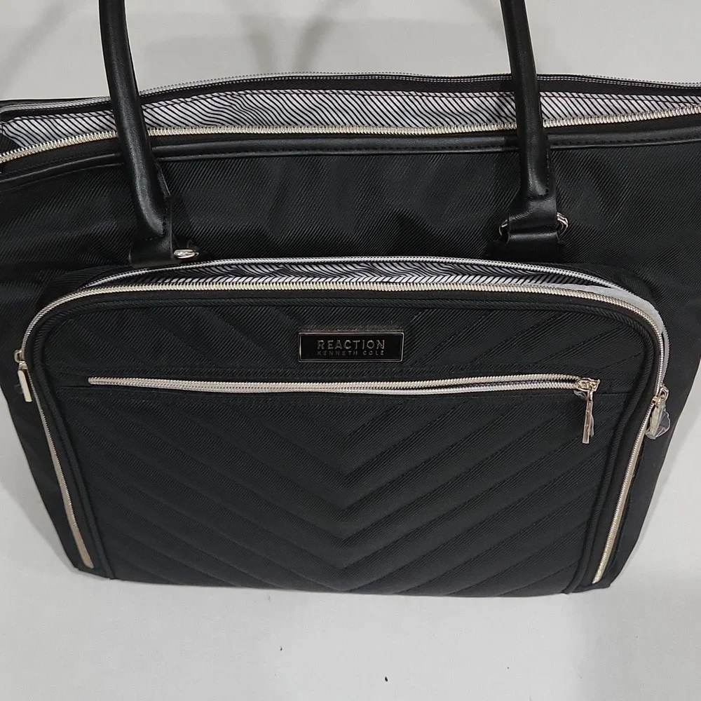 Kenneth Cole Black Quilted Chevron Laptop Travel Work Tote Bag NEVER USED